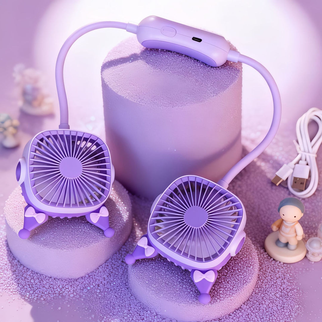 Ladies wearable neck fan with dual design Bowlift