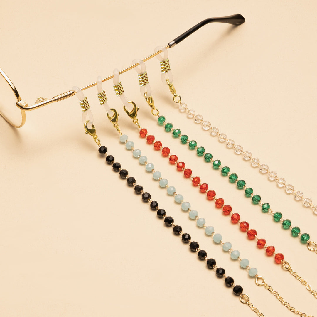 Decorative Stone-Accented Eyewear Chain Bowlift