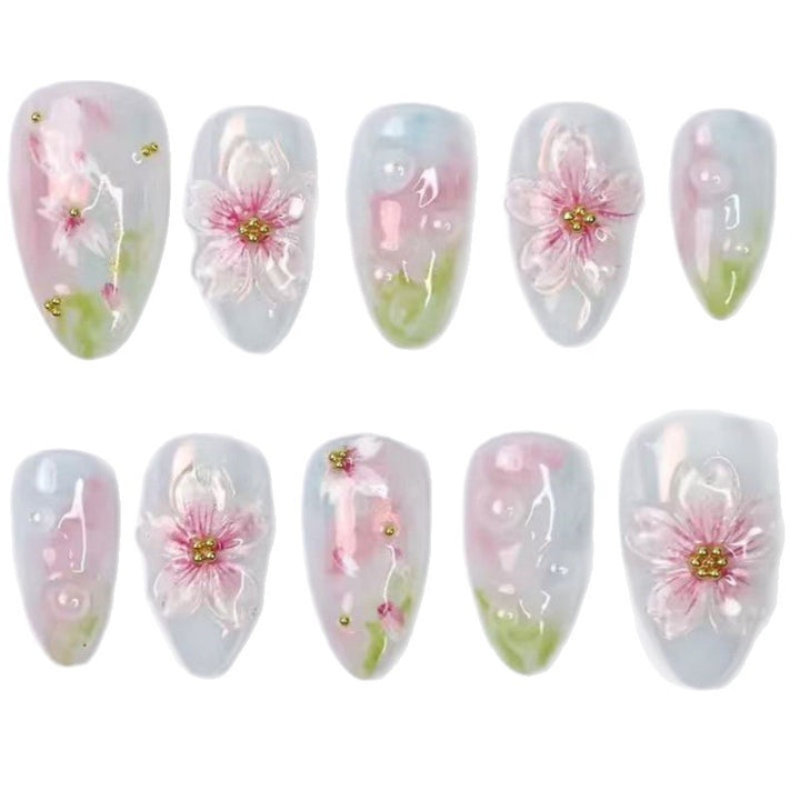 Nature-Themed Artistic Press-On Nail Set Bowlift