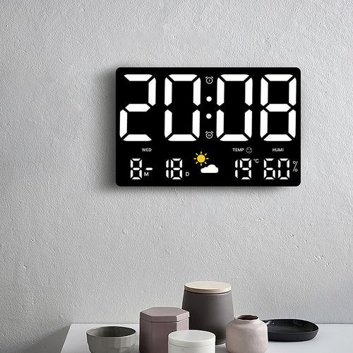 Digital wall decoration clock with temperature and humidity display Bowlift
