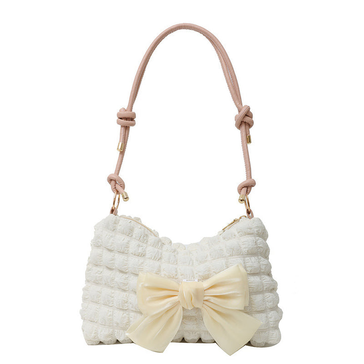 WoBow-Embellished Textured Handbag Bowlift