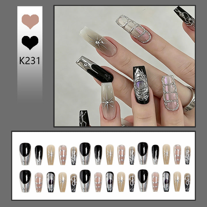 Artificial nail set with elegant glitter and design accents Bowlift