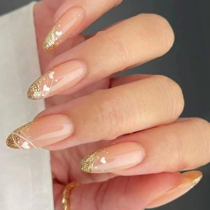 Glitter-Accent Almond-Shape Press-On Nail Set Bowlift