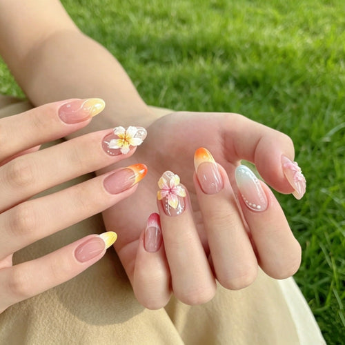 Creative Nail Art with Floral Details Bowlift