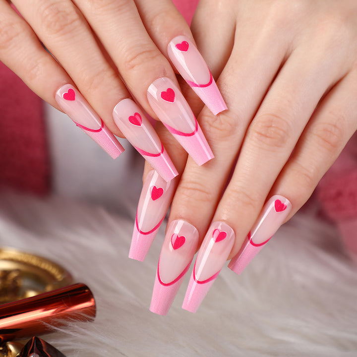 Artificial nails with romantic heart design Bowlift