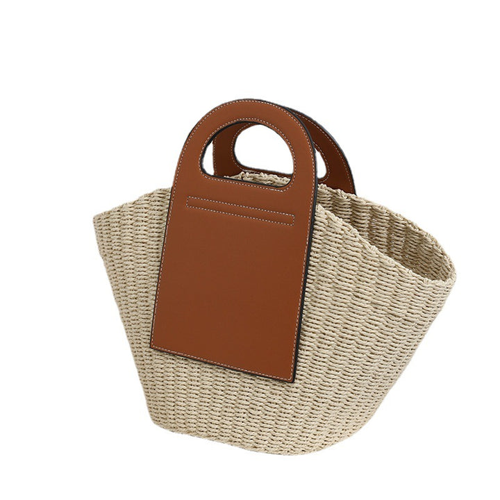 Fashionable basket bag with elegant leather accents Bowlift