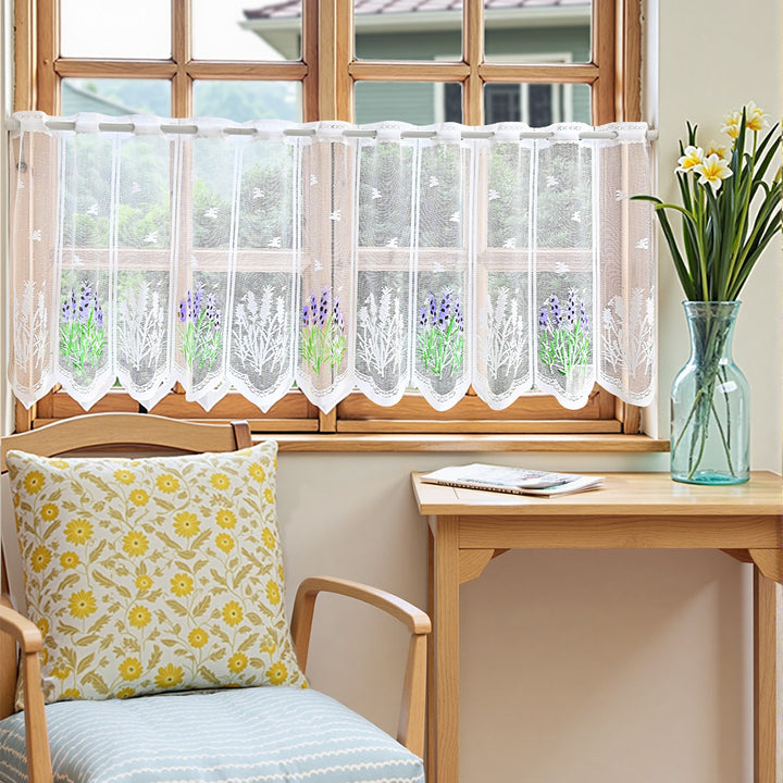Floral Embroidered Lace Window Valance
