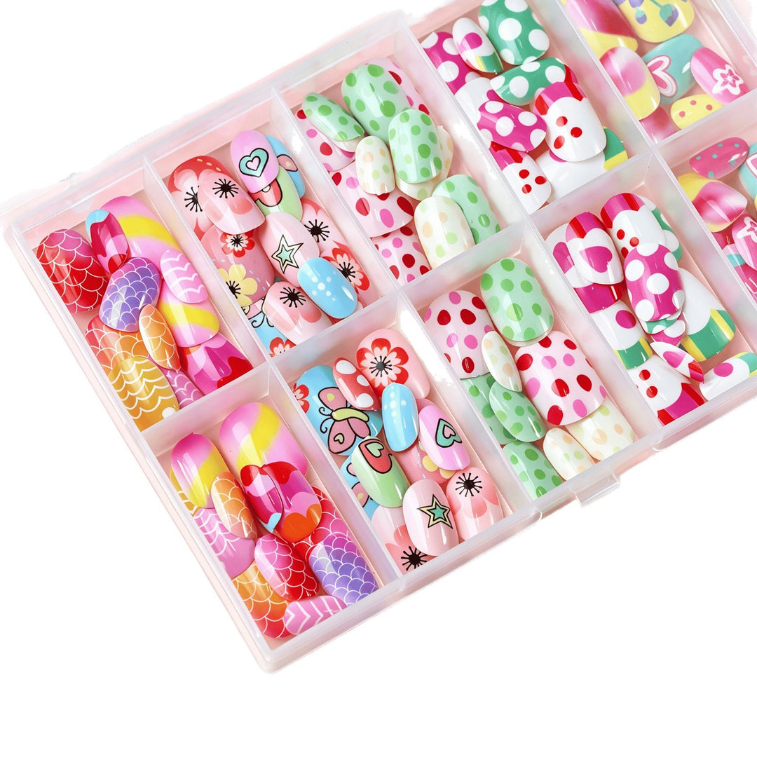 Vibrant Cartoon-Themed Press-On Nail Art Collection Bowlift