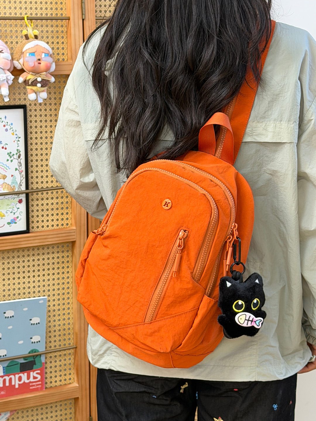 Textured Canvas Sling Backpack