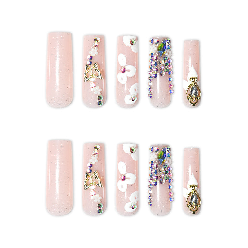 Floral Decorative Press-On Nail Extensions Bowlift