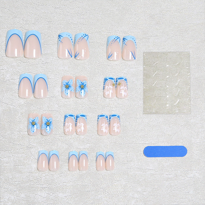 Acrylic nail set with exquisite floral and glitter accents Bowlift