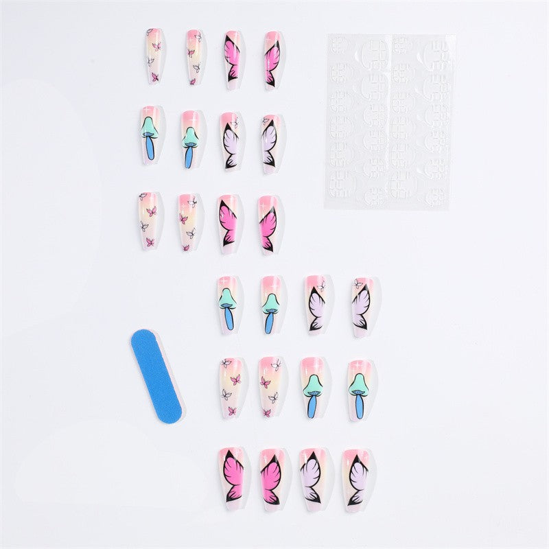 Artificial nails in elegant floral motif style Bowlift
