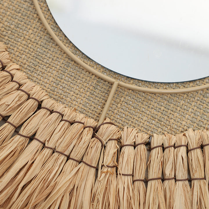 Decorative wall mirror with natural rattan frame Bowlift