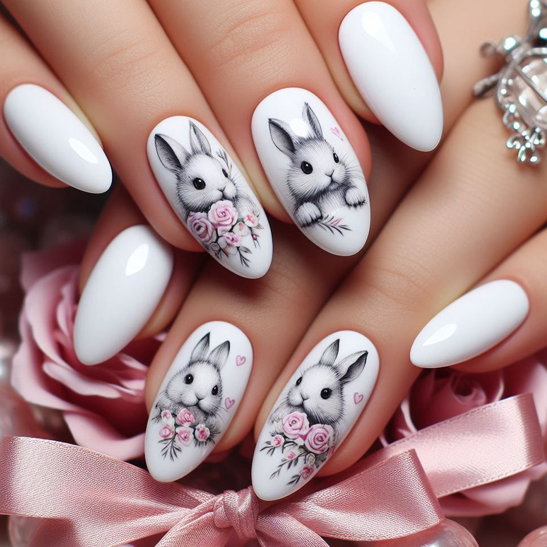 Creative Bunny-Themed Acrylic Nail Art Extensions Bowlift