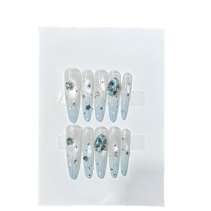 Glamorous Crystal Embellished Press-On Nails Bowlift