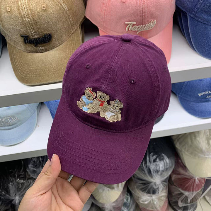 Women's Casual Embroidered Teddy Bear Baseball Cap Bowlift