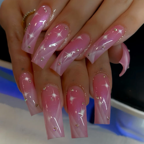 Decorative Stiletto Press-On Nails with Rhinestone Accents Bowlift
