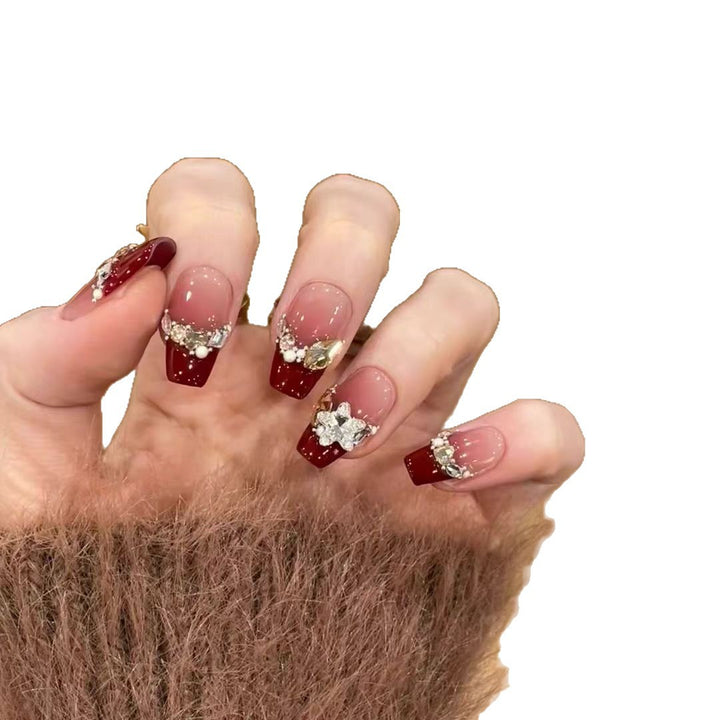 Decorative Rhinestone-Embellished Nail Art Bowlift