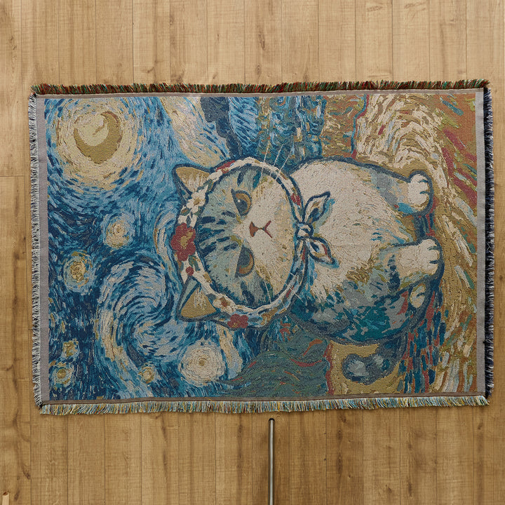 Playful Cat-Themed Throw Blanket