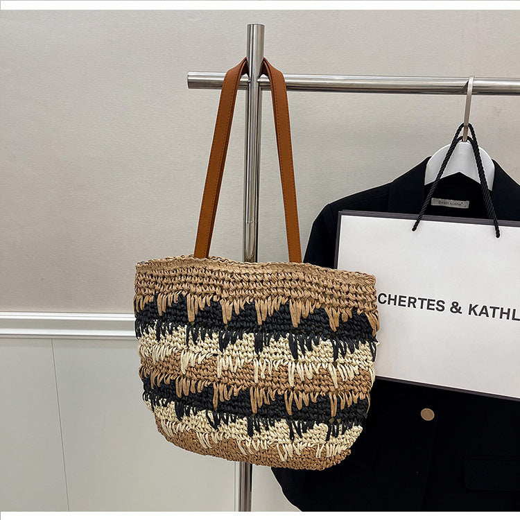 Woven Natural Material Handbag Bowlift