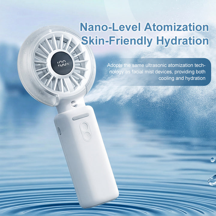 Cooling foldable rechargeable handheld fan with digital battery display and detachable neck strap Bowlift
