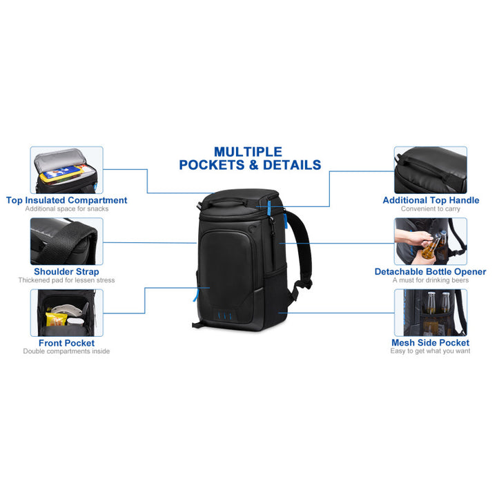 Insulated cooler backpack with practical organizer pockets Bowlift