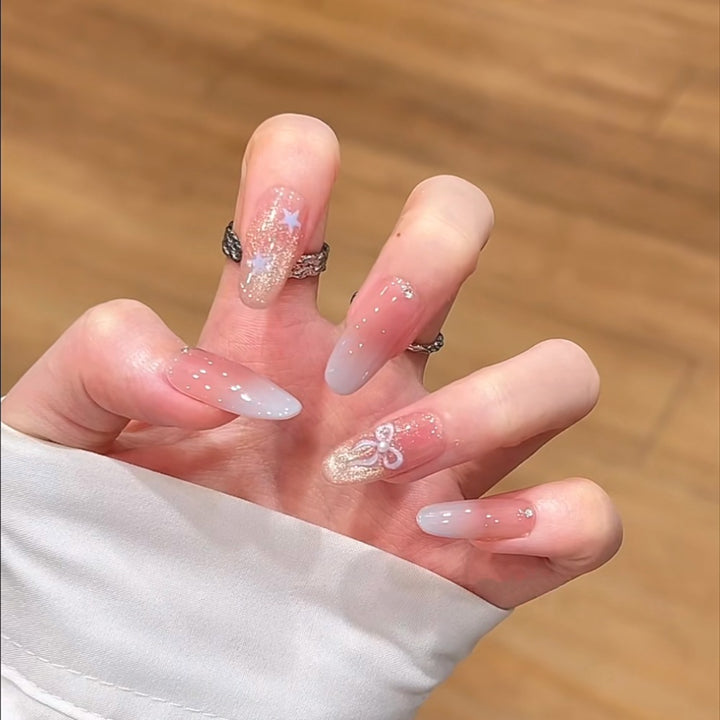 Decorative Press-On Nails with Floral Design Bowlift