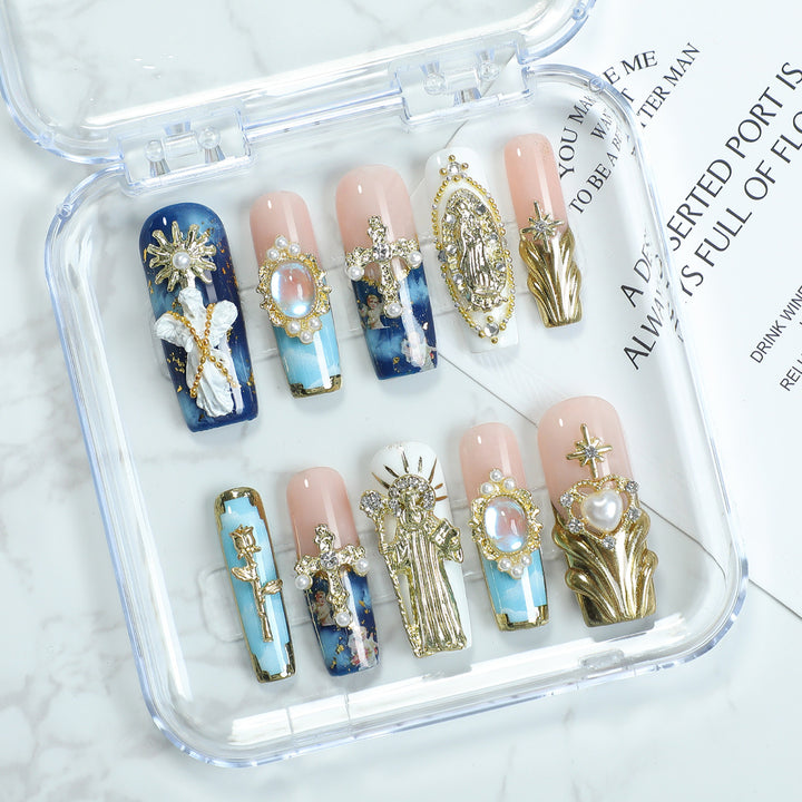 Elegant artificial nails with glamorous embellishments Bowlift
