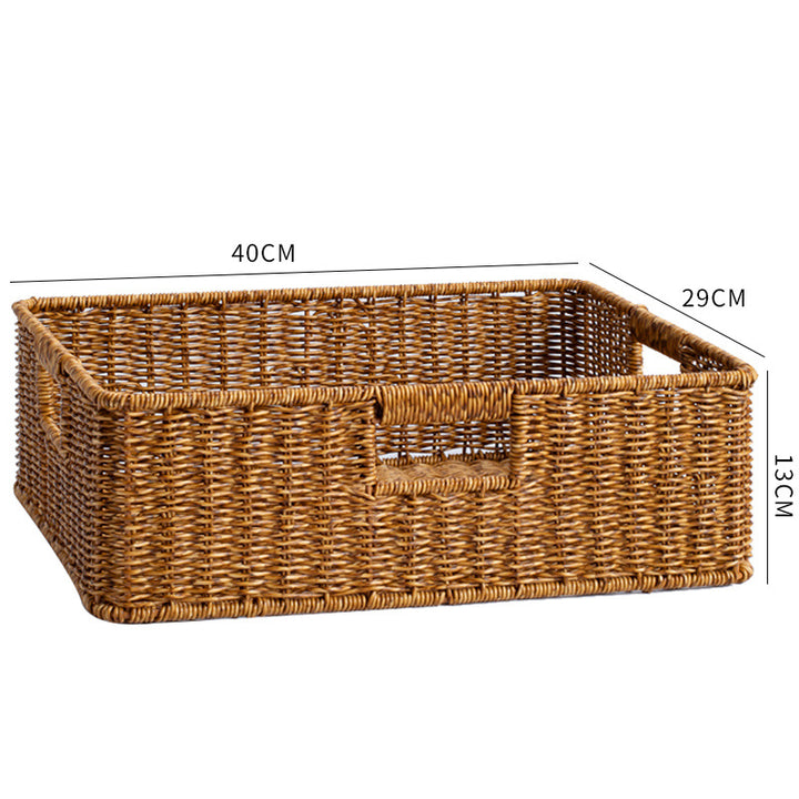 Handcrafted Large Rectangular Wicker Storage Basket Bowlift