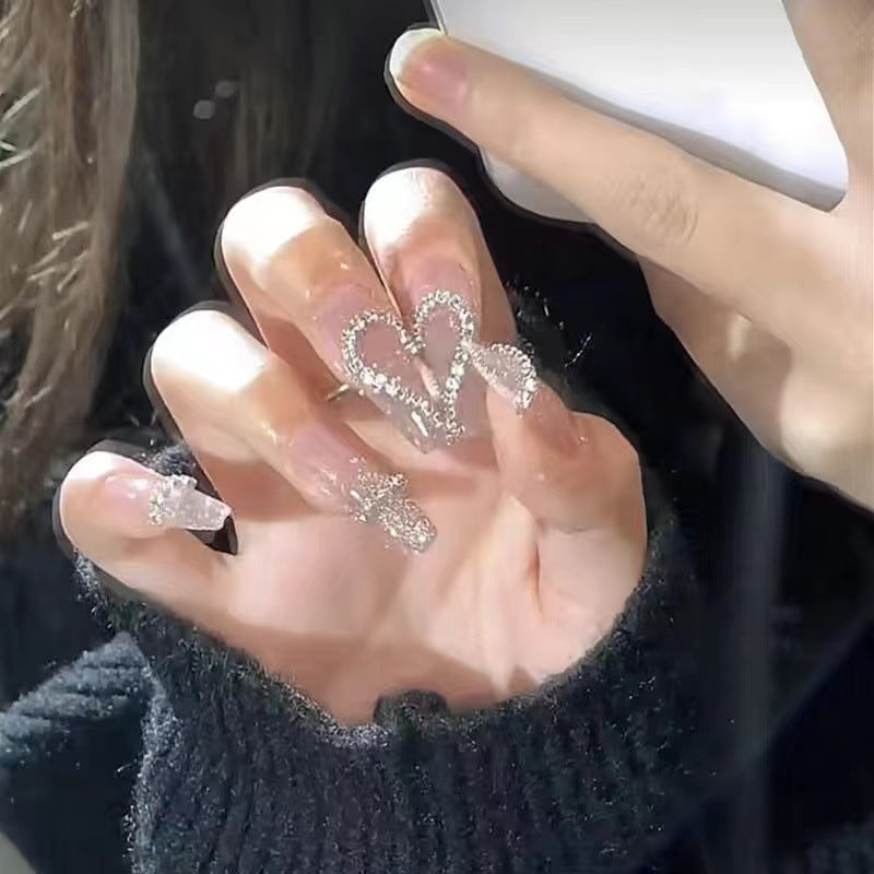 Stylish heart and ombre design artificial nails Bowlift