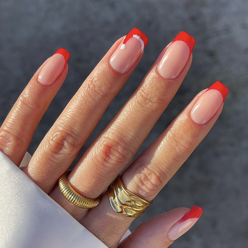 Artistic French Tip Press-On Nails Bowlift