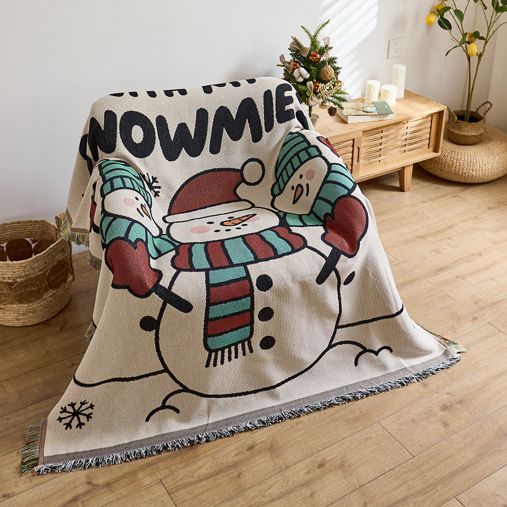Cozy Festive Cartoon Throw Blanket