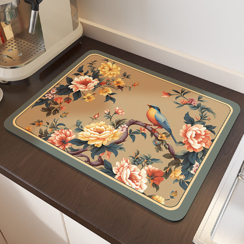 Vintage Floral Design Kitchen Comfort Mat Bowlift