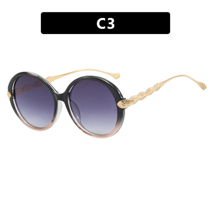 Ladies large round sunglasses with decorative metal accents Bowlift