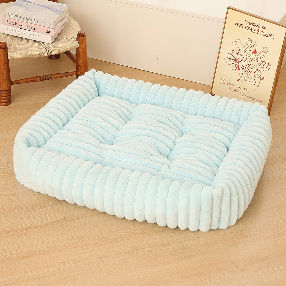 Women Plush Pet Bed with High Edge Bowlift