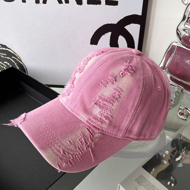 Unisex Distressed Denim Cap Bowlift