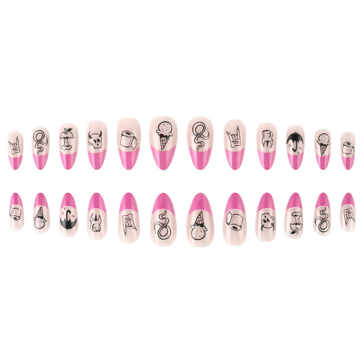 Artistic Press-On Nail Set with Funky Designs Bowlift