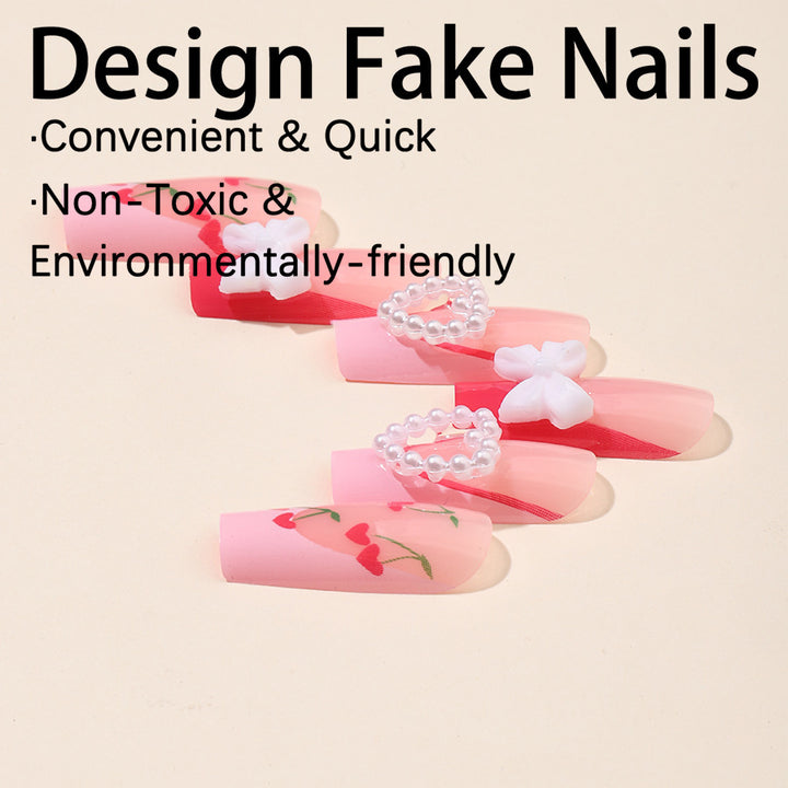 Artificial nail set with romantic floral designs Bowlift