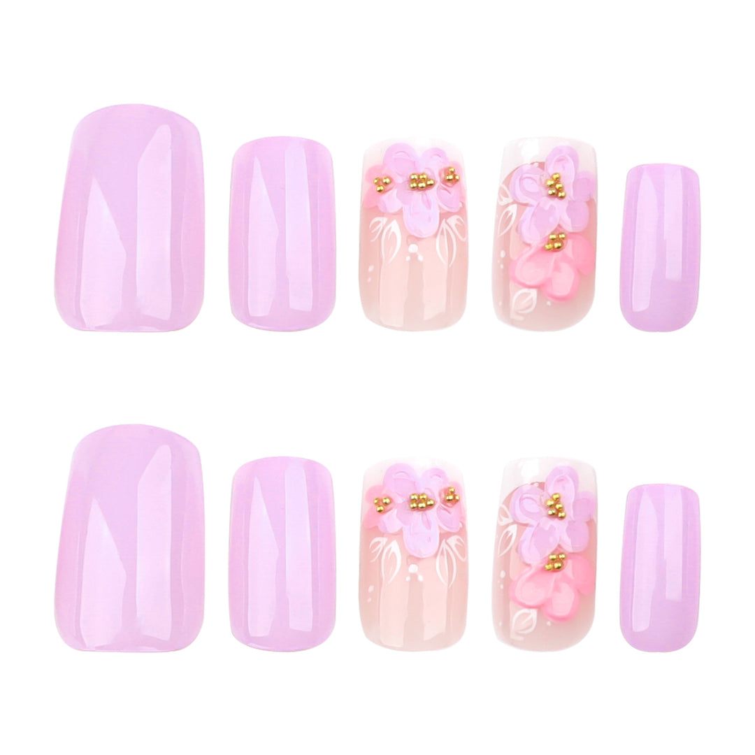 Artful Nail Extensions with Floral Design Bowlift