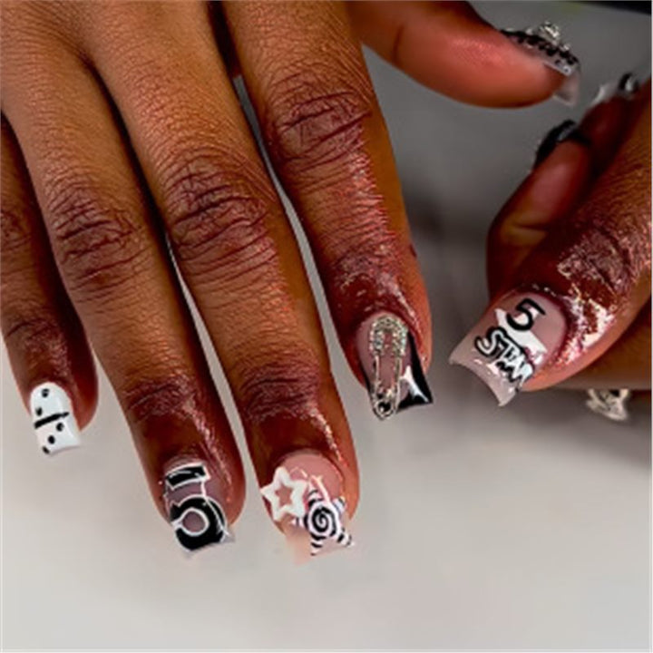 Artistic Press-On Nail Set with Premium Embellishments Bowlift