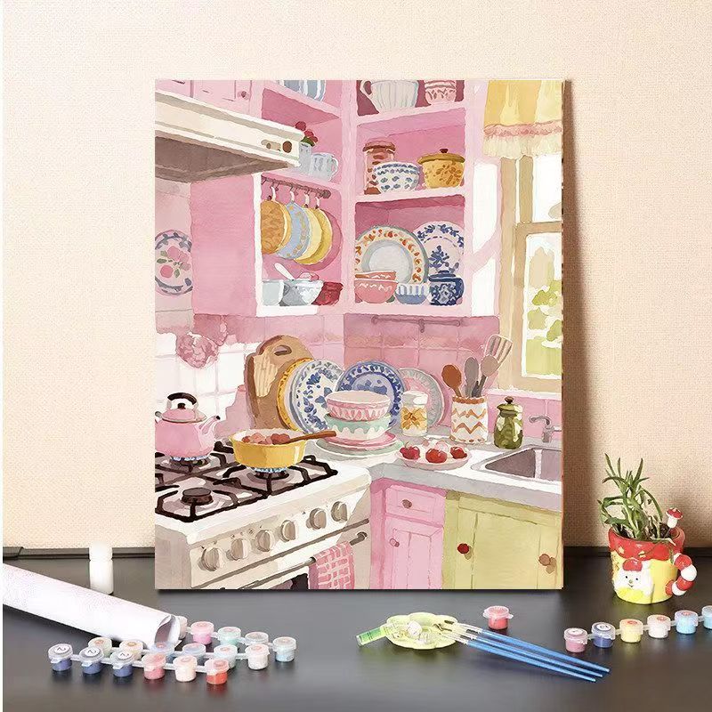 DIY Kitchen Scene Paint by Numbers Canvas Art Bowlift
