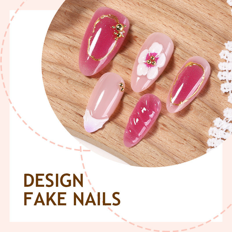 Artificial nail set with elegant flower accents Bowlift