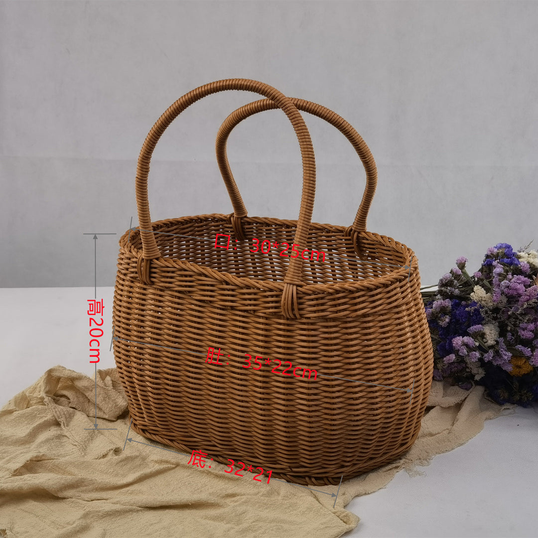 Women braided storage basket with sturdy carrying handles Bowlift
