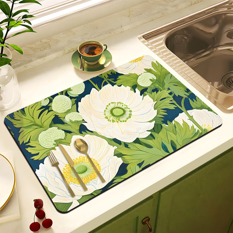 Decorative Floral Kitchen Mat