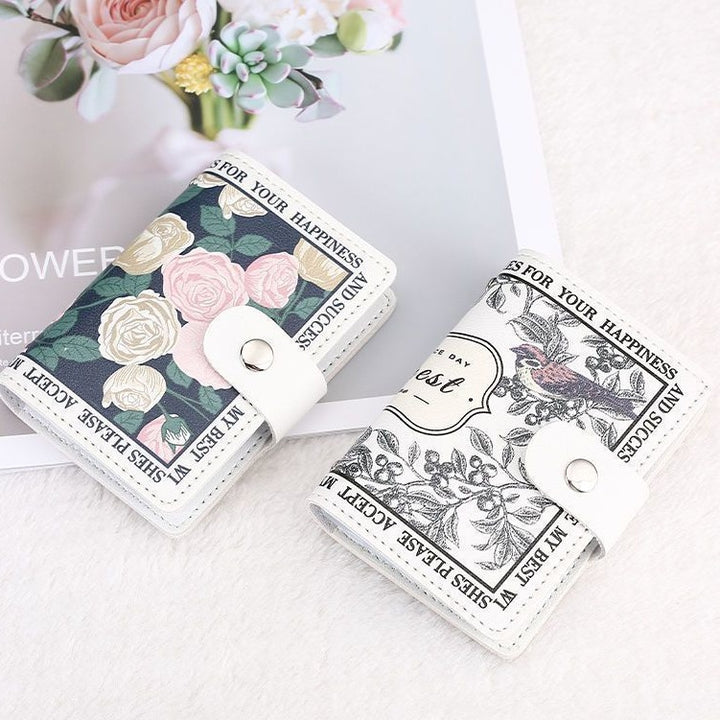 Elegant Rose Print Wallet Bowlift