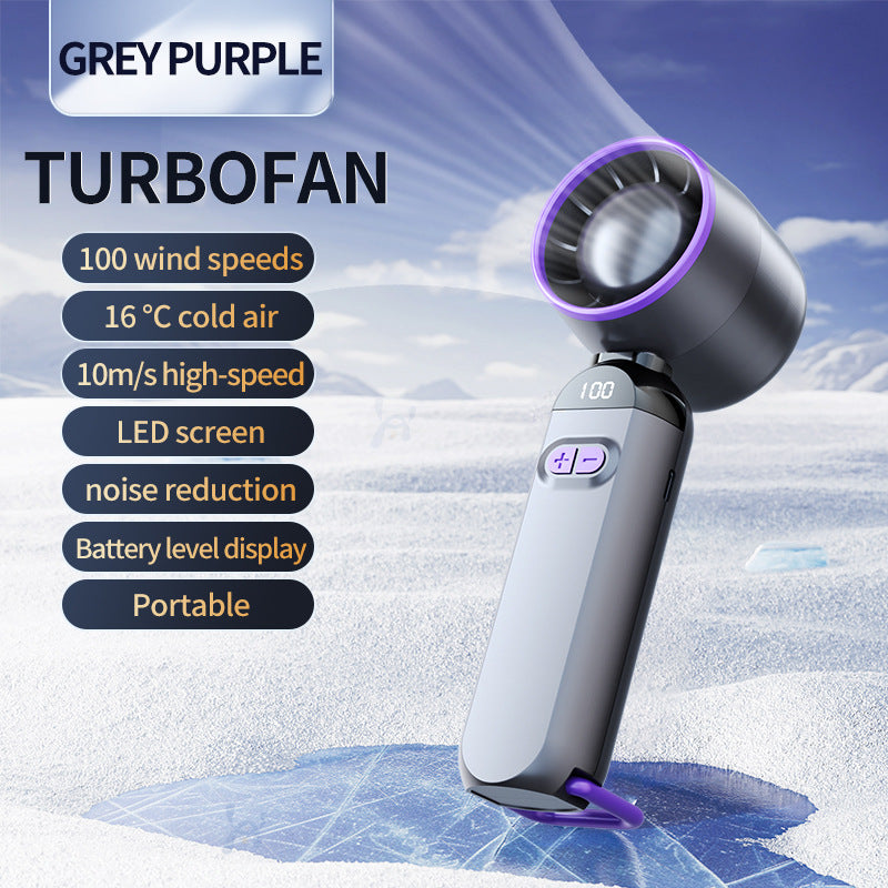 Women's Portable Turbo Cooling Fan with LED Display and Noise Reduction Bowlift
