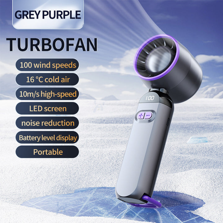Women's Portable Turbo Cooling Fan with LED Display and Noise Reduction Bowlift