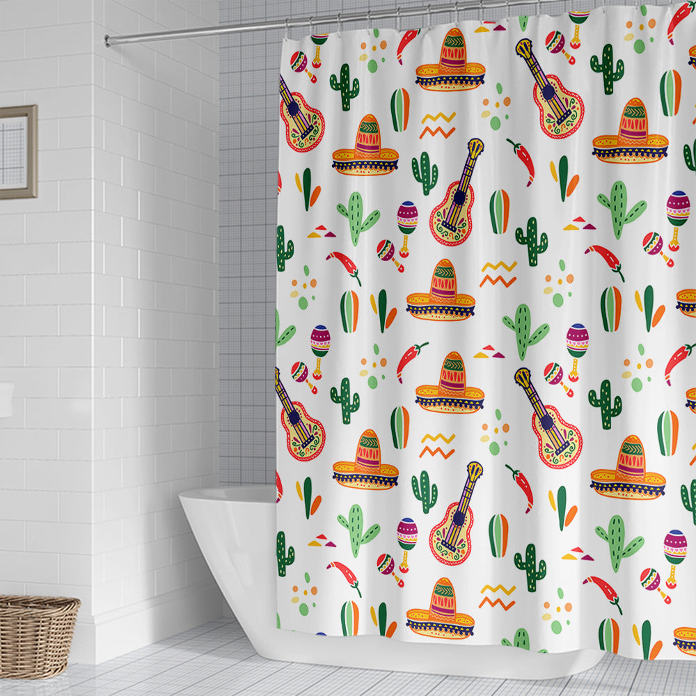 Coffee-Themed Shower Curtain Bowlift
