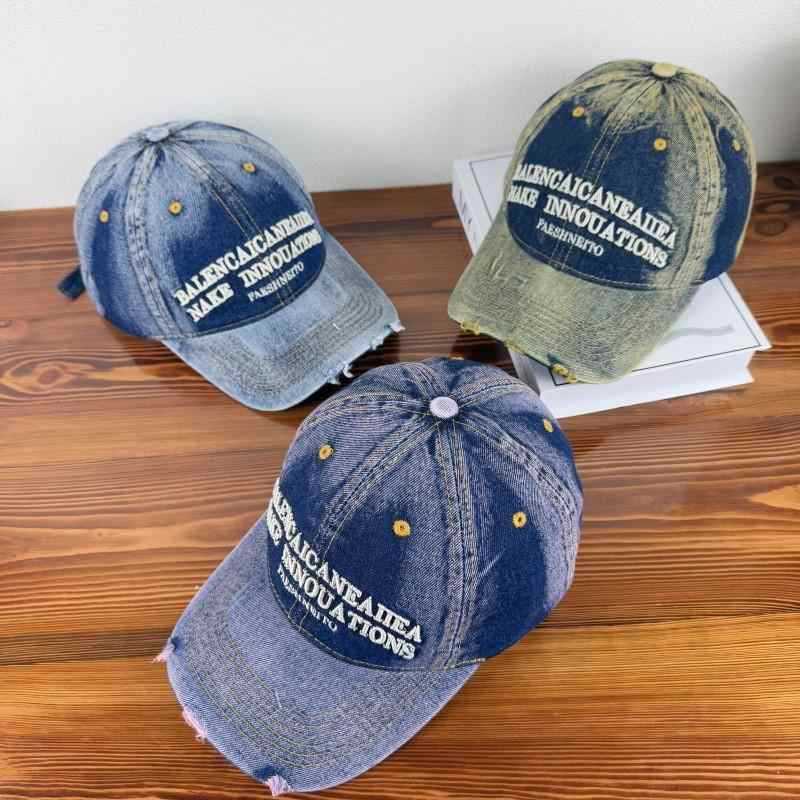 Unisex Vintage-Inspired Distressed Denim Baseball Cap Bowlift