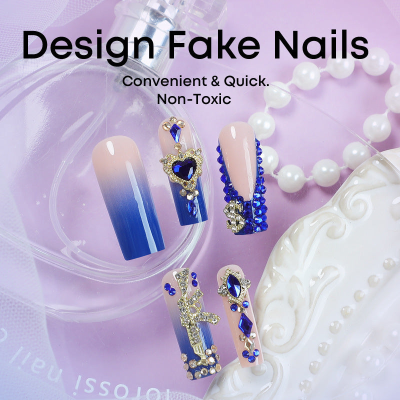 Acrylic nail set with elegant ombre design and sparkling embellishments Bowlift